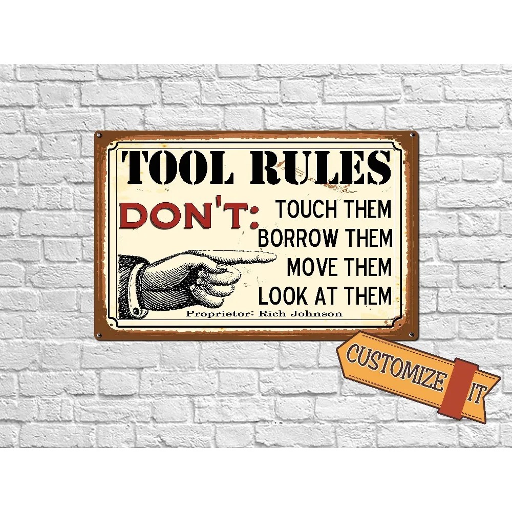 Workshop Tools With Name - CIFbuy 2D Flat Customizable Metal Plaque,Tool